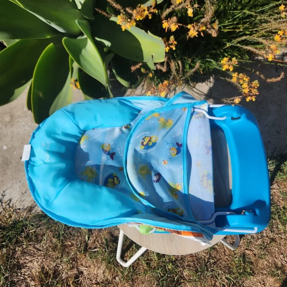 Summer Infant Mother's Touch Foldable Baby Bather Seat Tub Bathroom Blue Ducks F